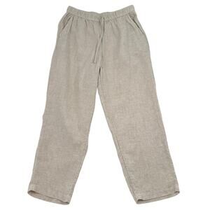 Caslon Linen Drawstring Cropped Pants Size M Coastal Beachy Straight Leg